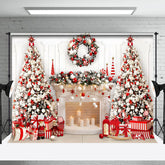 Lofaris Weihnachten Drinnen Szene Kerzen Kamin Hintergrund